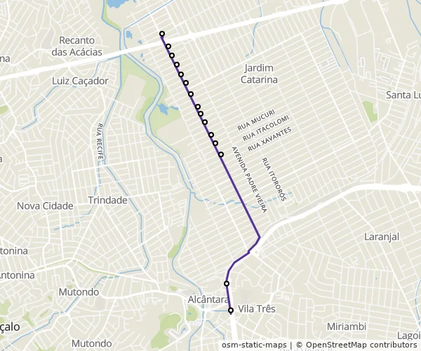 Mapa do itinerário da linha