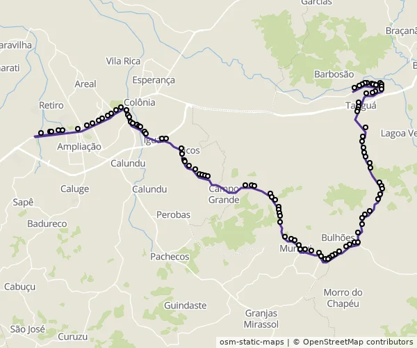 Mapa do itinerário da linha