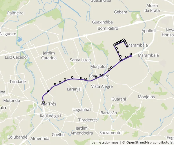 Mapa do itinerário da linha