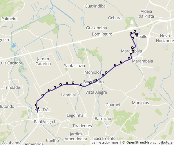 Mapa do itinerário da linha