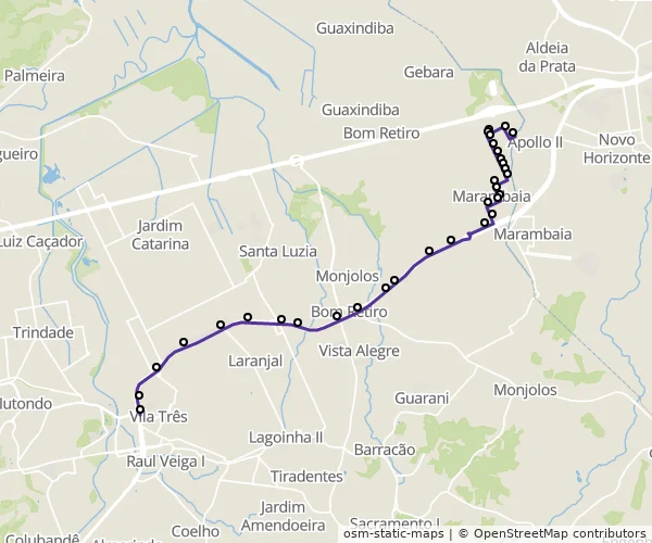 Mapa do itinerário da linha