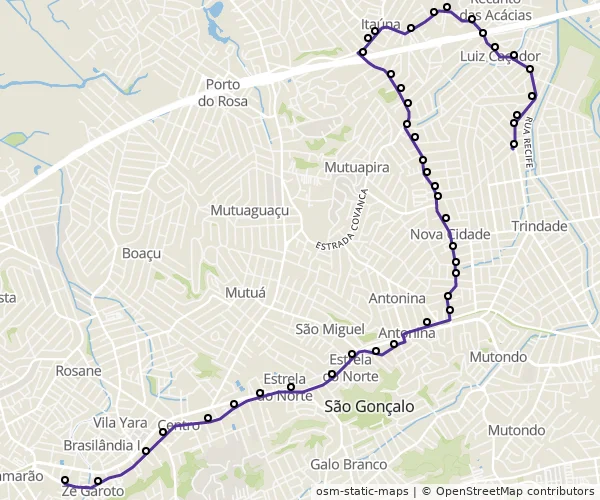 Mapa do itinerário da linha
