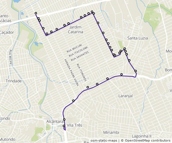 Mapa do itinerário da linha