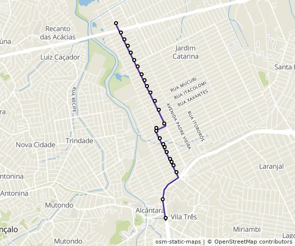 Mapa do itinerário da linha