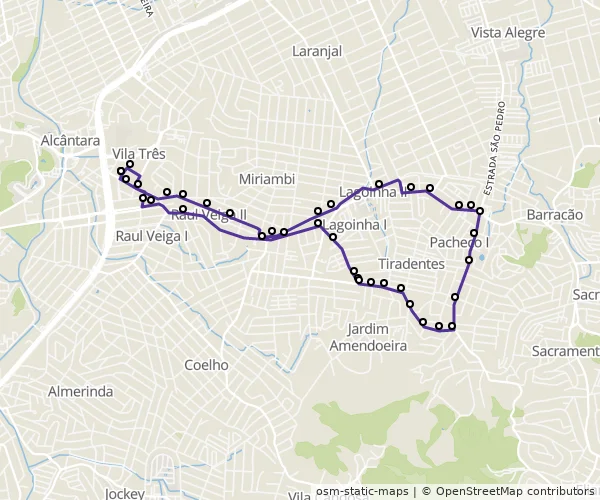 Mapa do itinerário da linha