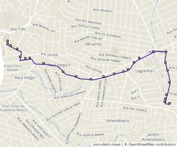 Mapa do itinerário da linha