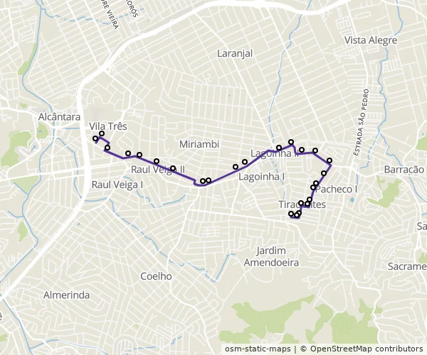 Mapa do itinerário da linha