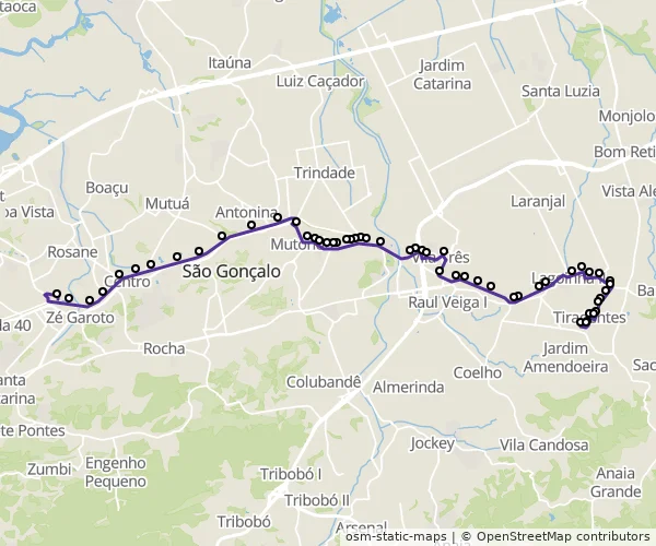 Mapa do itinerário da linha