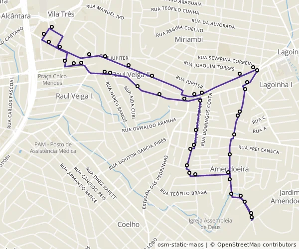 Mapa do itinerário da linha