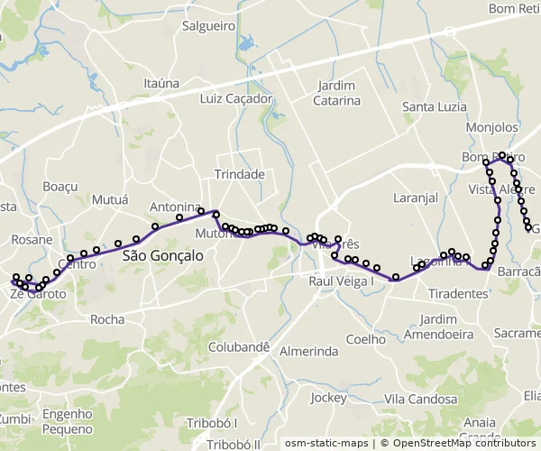 Mapa do itinerário da linha
