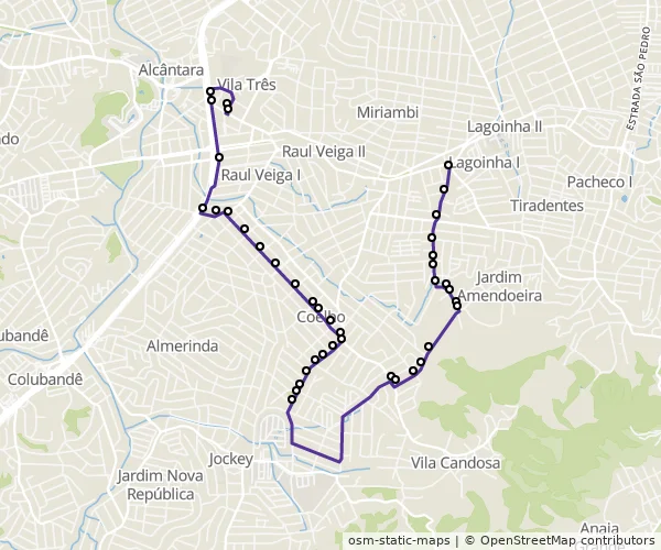 Mapa do itinerário da linha