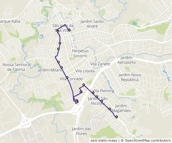 Mapa do itinerário da linha