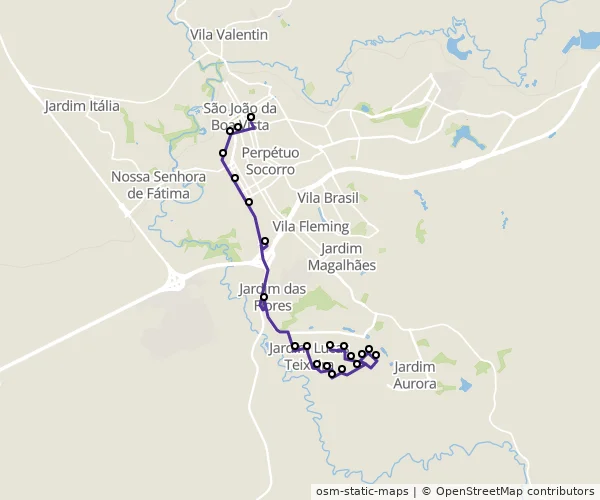 Mapa do itinerário da linha