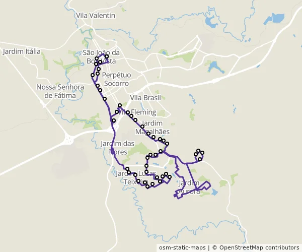Mapa do itinerário da linha