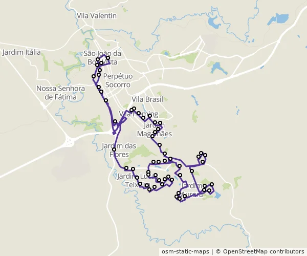 Mapa do itinerário da linha