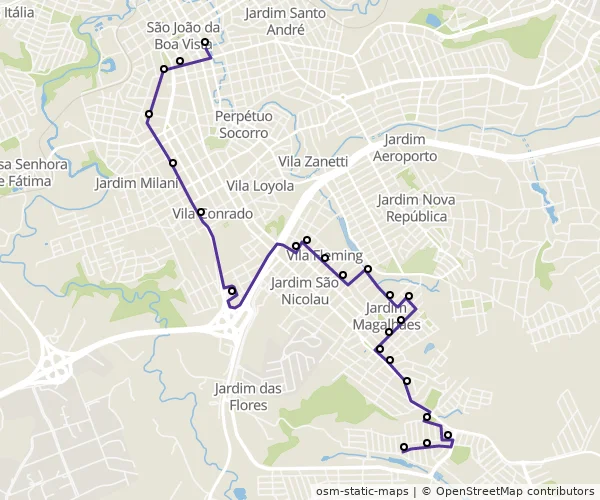 Mapa do itinerário da linha