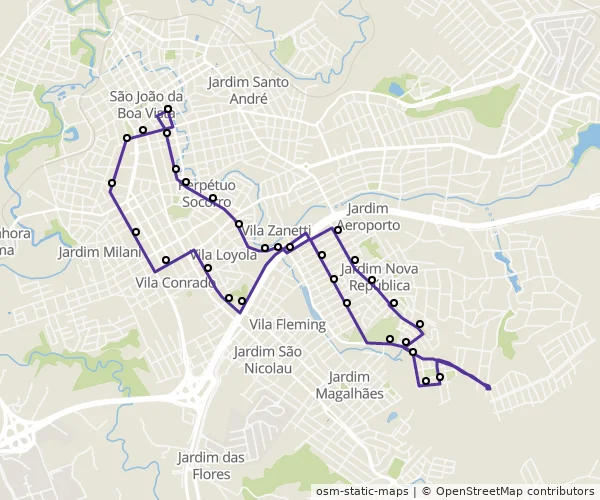 Mapa do itinerário da linha