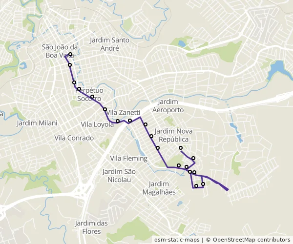 Mapa do itinerário da linha