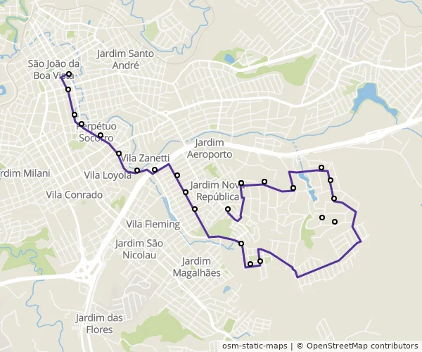 Mapa do itinerário da linha