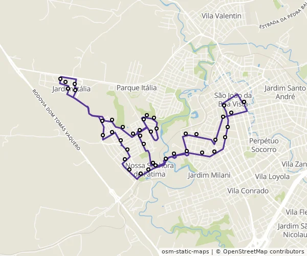 Mapa do itinerário da linha