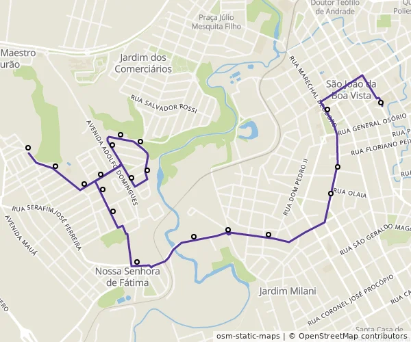 Mapa do itinerário da linha