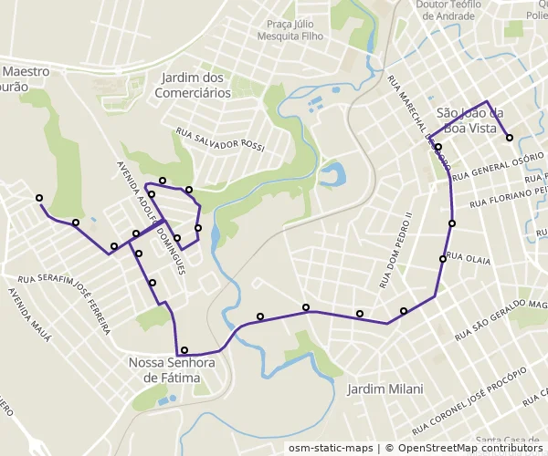 Mapa do itinerário da linha