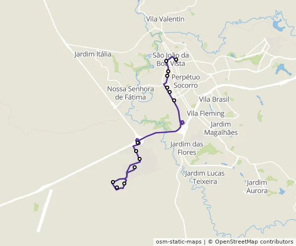 Mapa do itinerário da linha