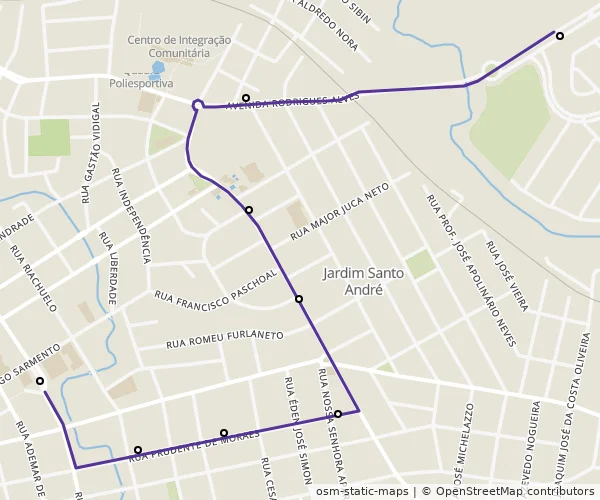 Mapa do itinerário da linha