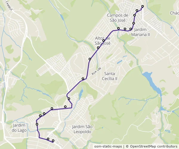 Mapa do itinerário da linha
