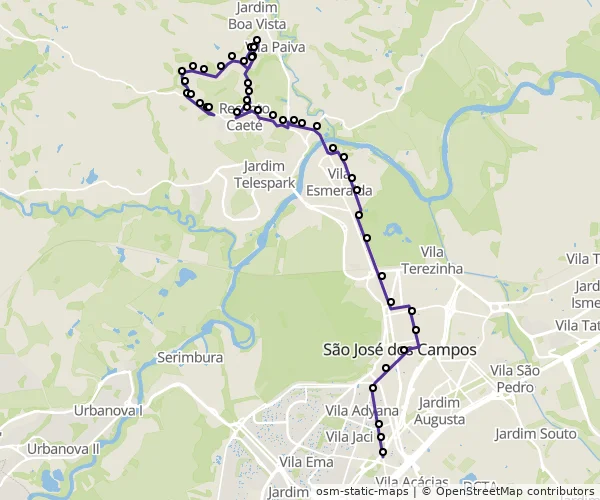 Mapa do itinerário da linha
