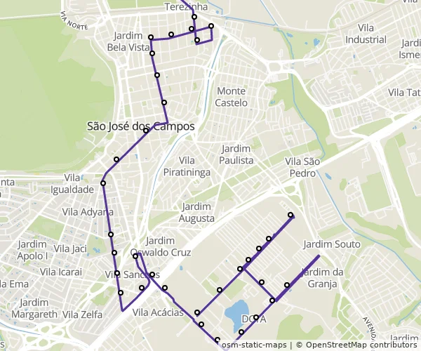 Mapa do itinerário da linha