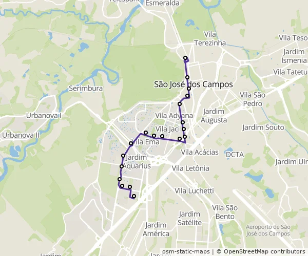 Mapa do itinerário da linha