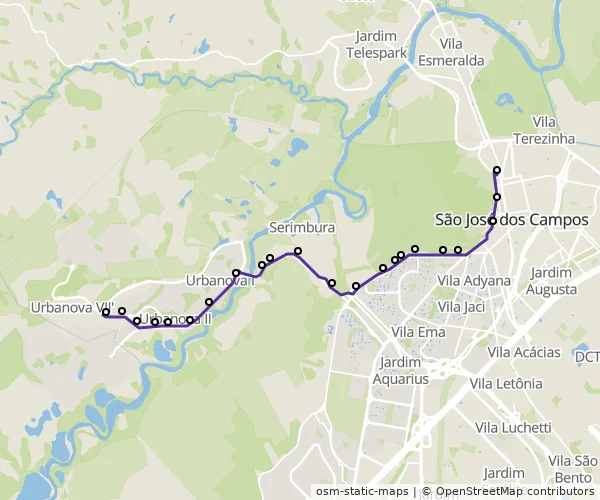 Mapa do itinerário da linha