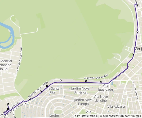 Mapa do itinerário da linha