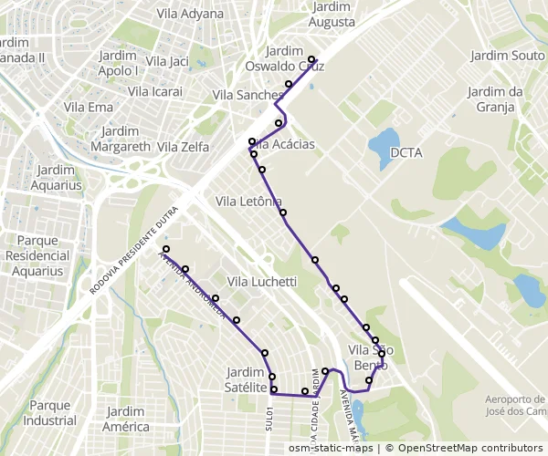 Mapa do itinerário da linha