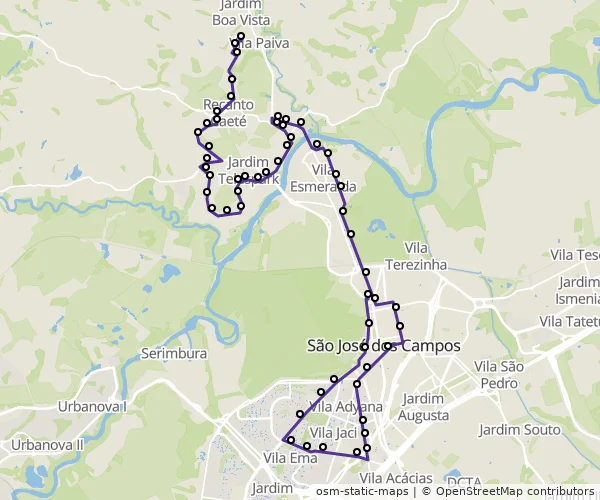 Mapa do itinerário da linha
