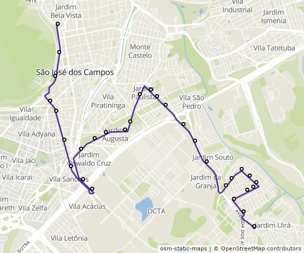 Mapa do itinerário da linha
