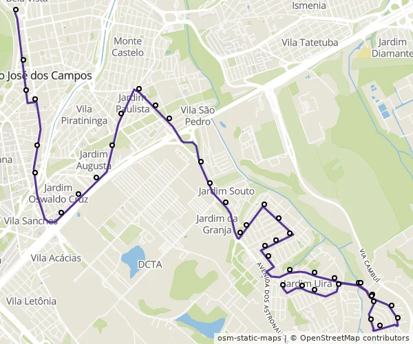 Mapa do itinerário da linha