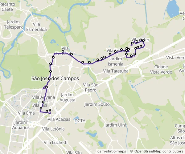 Mapa do itinerário da linha