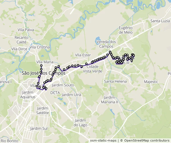 Mapa do itinerário da linha