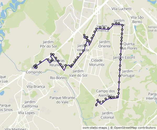 Mapa do itinerário da linha