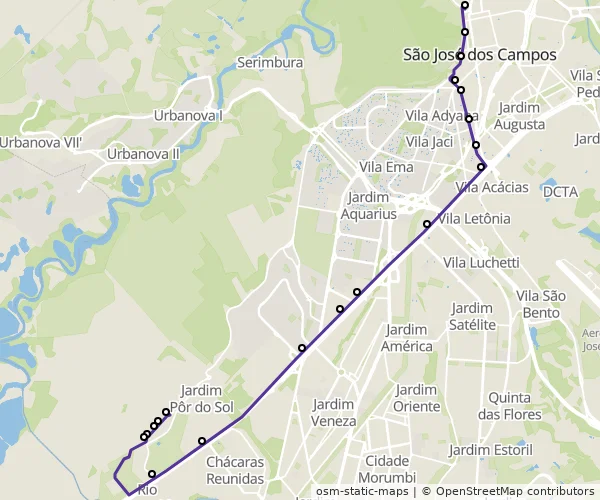 Mapa do itinerário da linha