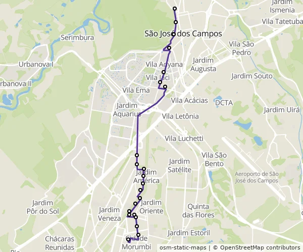Mapa do itinerário da linha