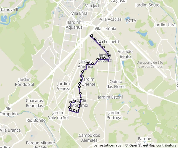 Mapa do itinerário da linha