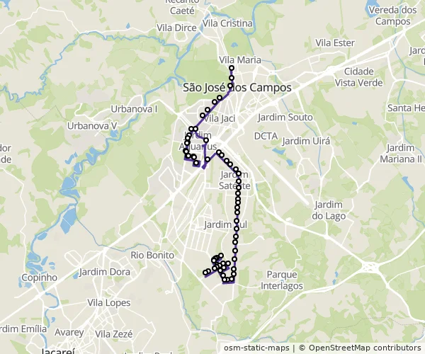 Mapa do itinerário da linha