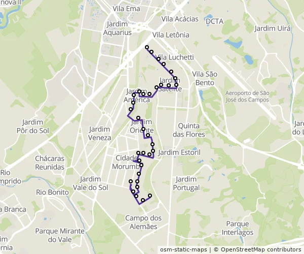 Mapa do itinerário da linha