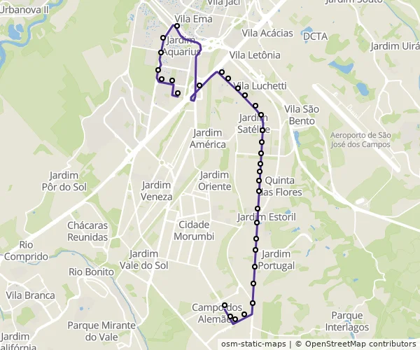 Mapa do itinerário da linha