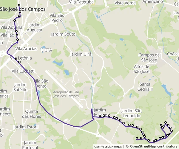 Mapa do itinerário da linha