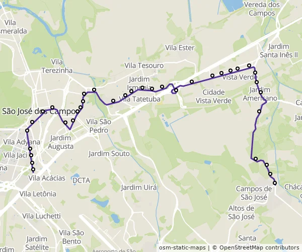 Mapa do itinerário da linha