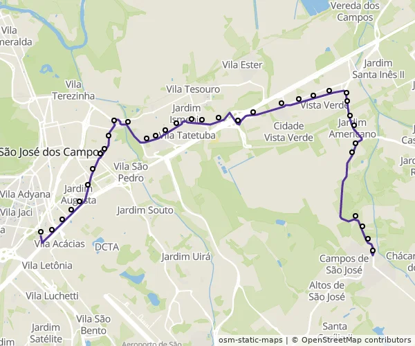 Mapa do itinerário da linha